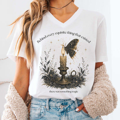 Behind Every Exquisite Thing Dorian Gray Oscar Wilde Literary V-Neck