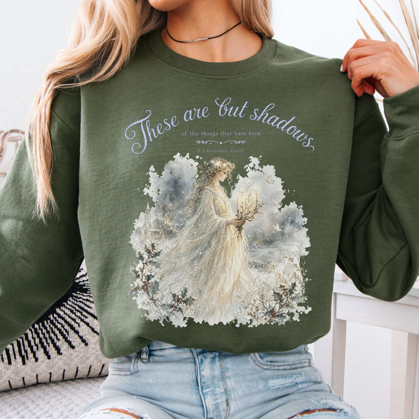 These Are But Shadows A Christmas Carol Charles Dickens Literary Crewneck Sweatshirt