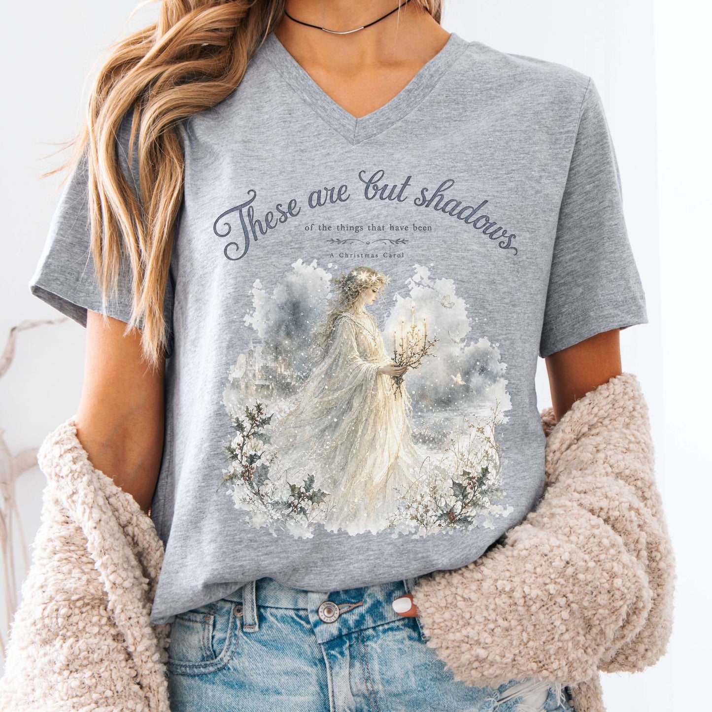 These Are But Shadows A Christmas Carol Charles Dickens Literary V-Neck