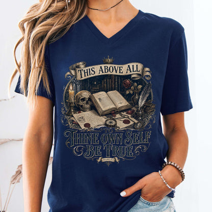 V-neck Navy / S To Thine Own Self Be True Hamlet Shakespeare V-Neck The Mystic Eden