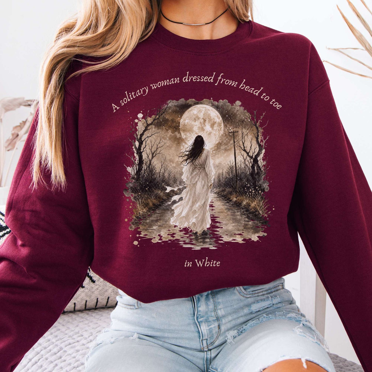 The Woman In White Wilkie Collins Literary Crewneck Sweatshirt