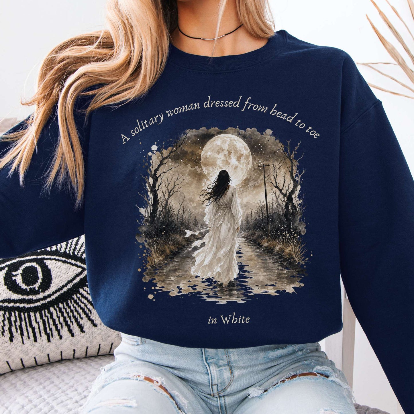 The Woman In White Wilkie Collins Literary Crewneck Sweatshirt