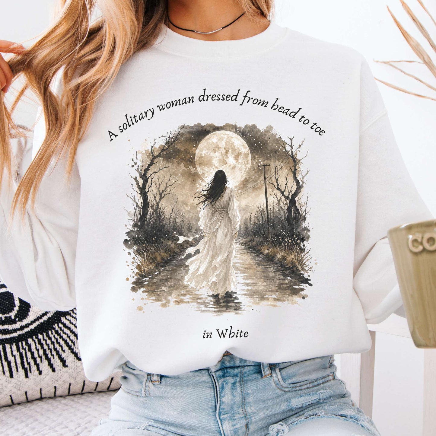 The Woman In White Wilkie Collins Literary Crewneck Sweatshirt