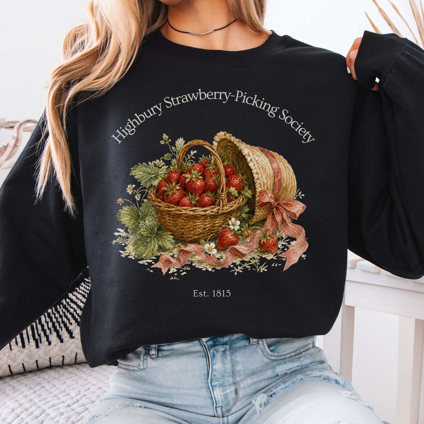 Highbury Strawberry-Picking Society Jane Austen Emma Literary Crewneck Sweatshirt