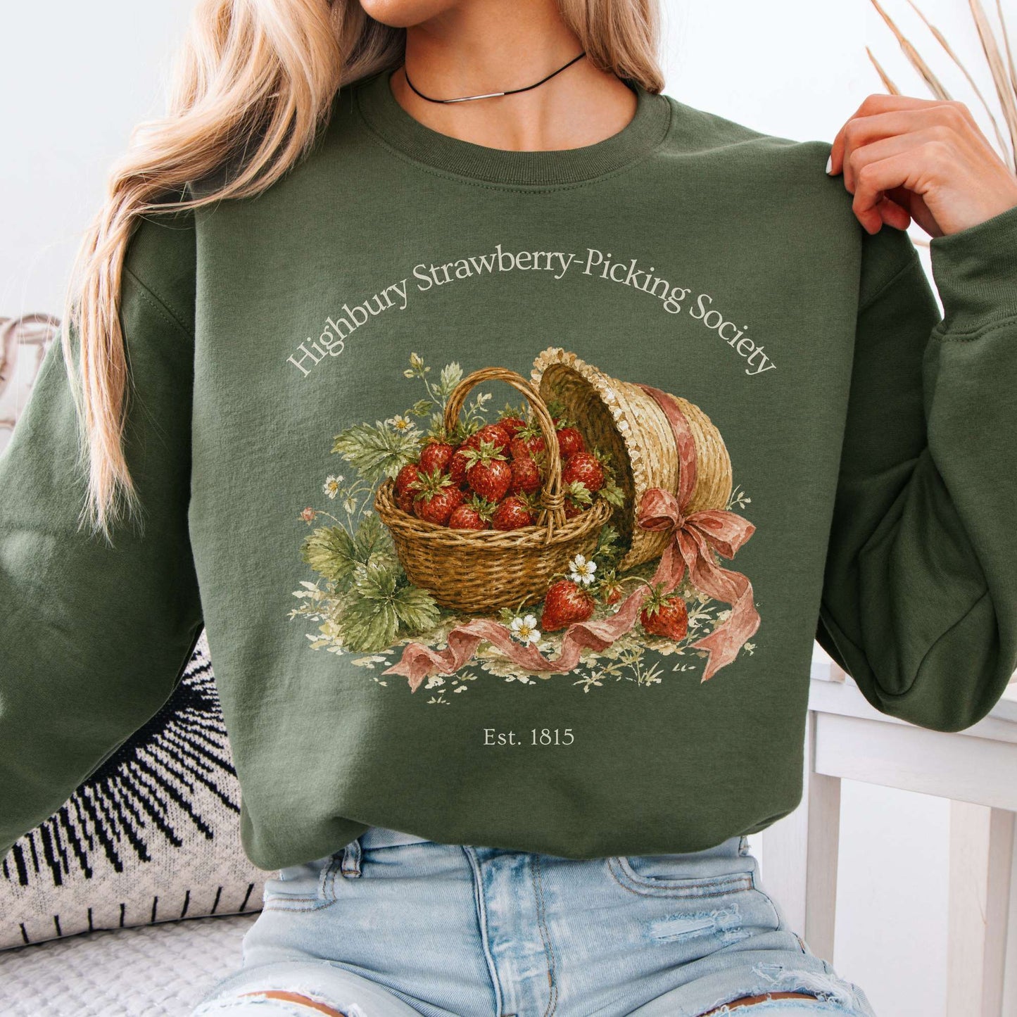 Highbury Strawberry-Picking Society Jane Austen Emma Literary Crewneck Sweatshirt