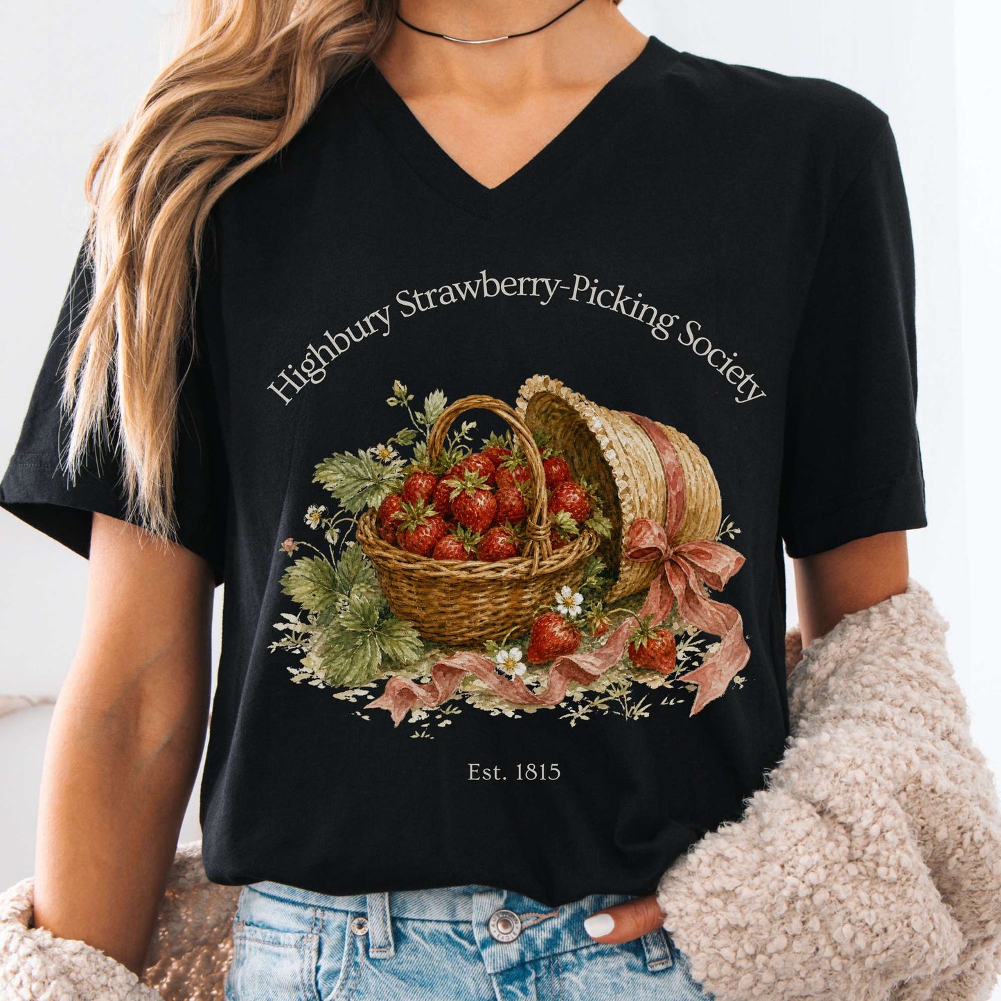 Highbury Strawberry-Picking Society Jane Austen Emma Literary V-Neck