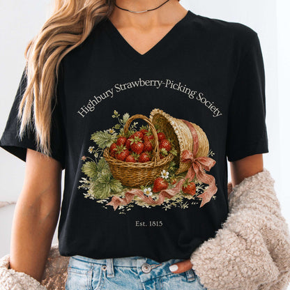 Highbury Strawberry-Picking Society Jane Austen Emma Literary V-Neck