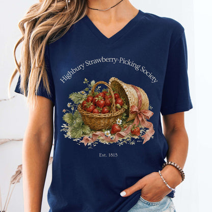Highbury Strawberry-Picking Society Jane Austen Emma Literary V-Neck