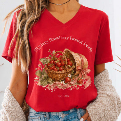 Highbury Strawberry-Picking Society Jane Austen Emma Literary V-Neck
