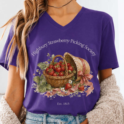 Highbury Strawberry-Picking Society Jane Austen Emma Literary V-Neck