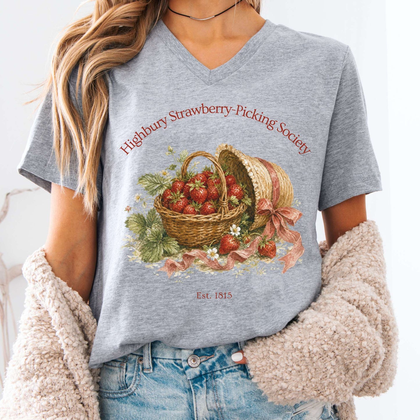 Highbury Strawberry-Picking Society Jane Austen Emma Literary V-Neck