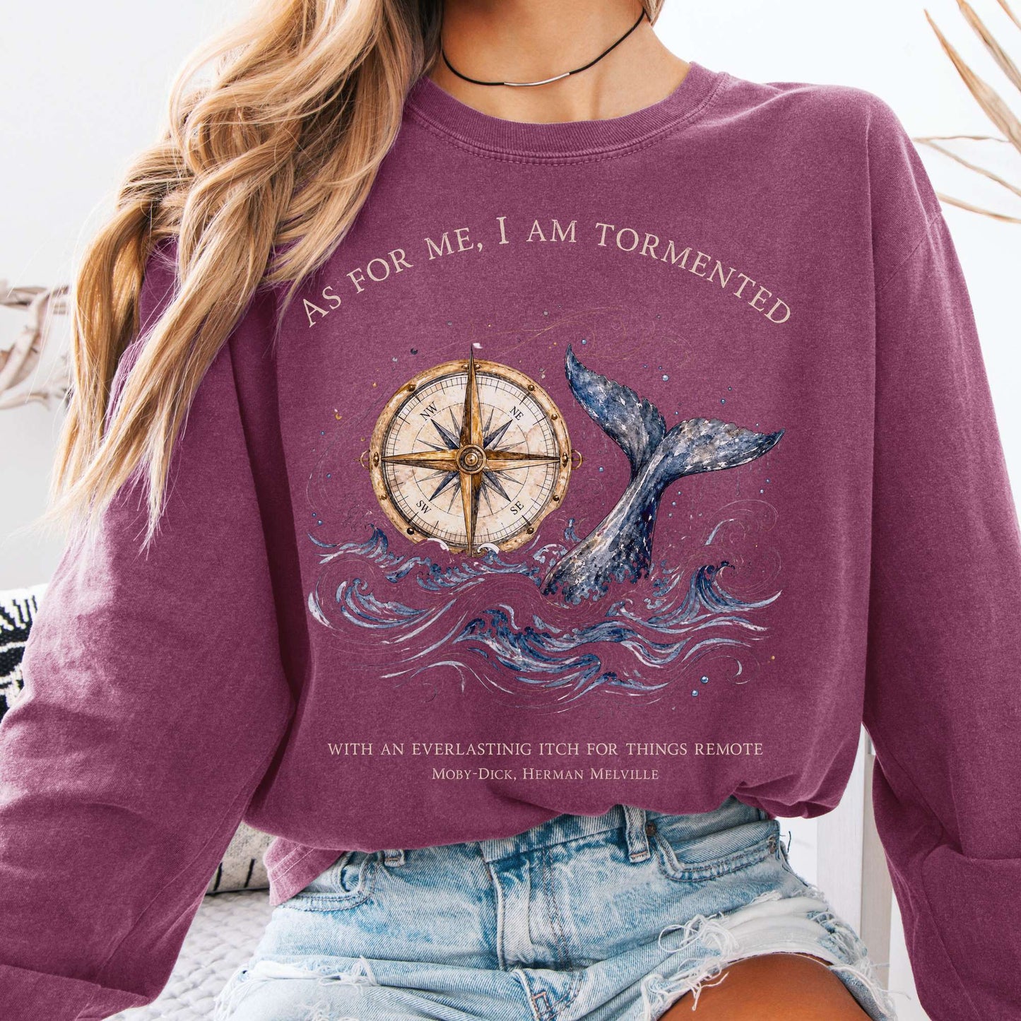 As for Me, I Am Tormented Moby-Dick Melville Literary Long Sleeve