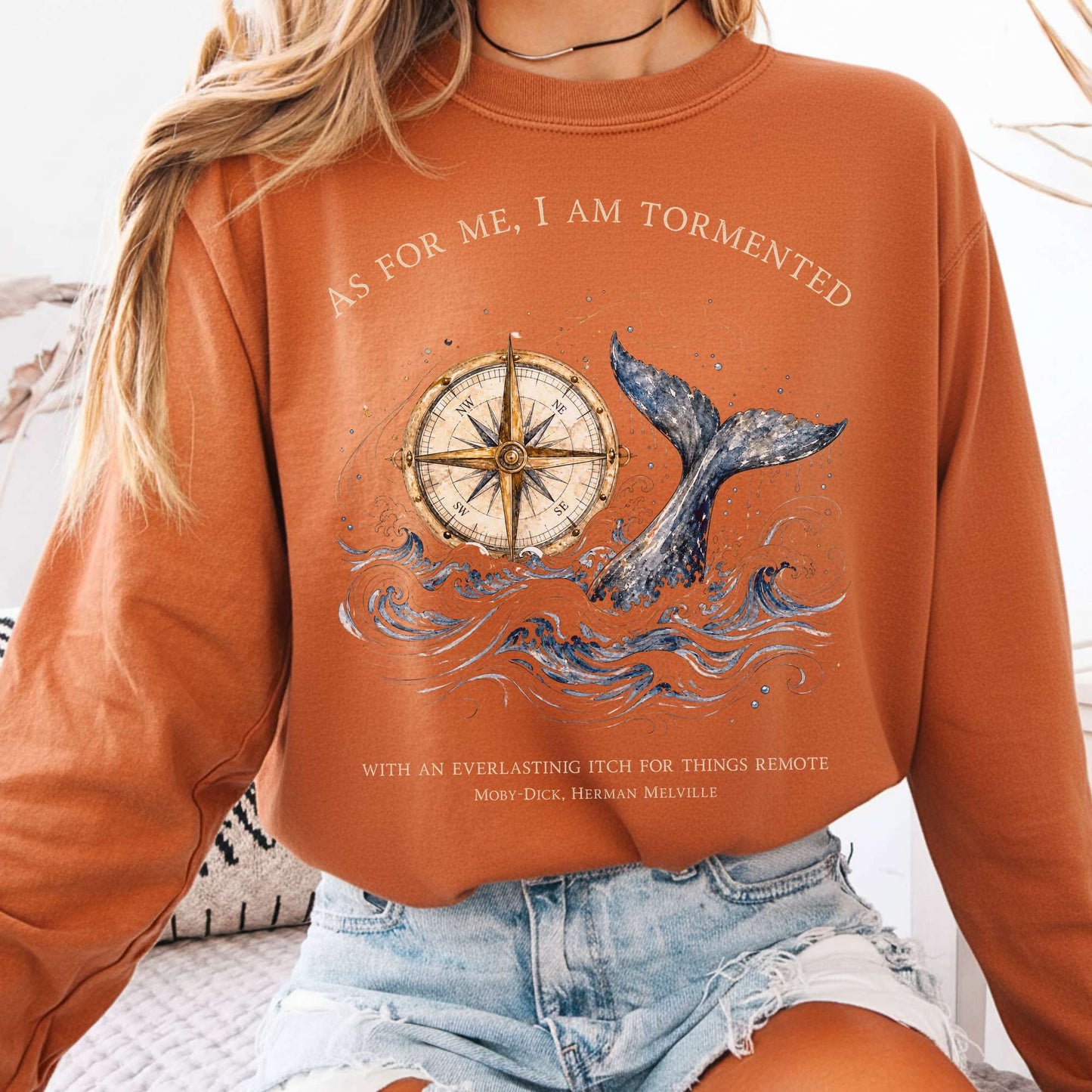 As for Me, I Am Tormented Moby-Dick Melville Literary Long Sleeve