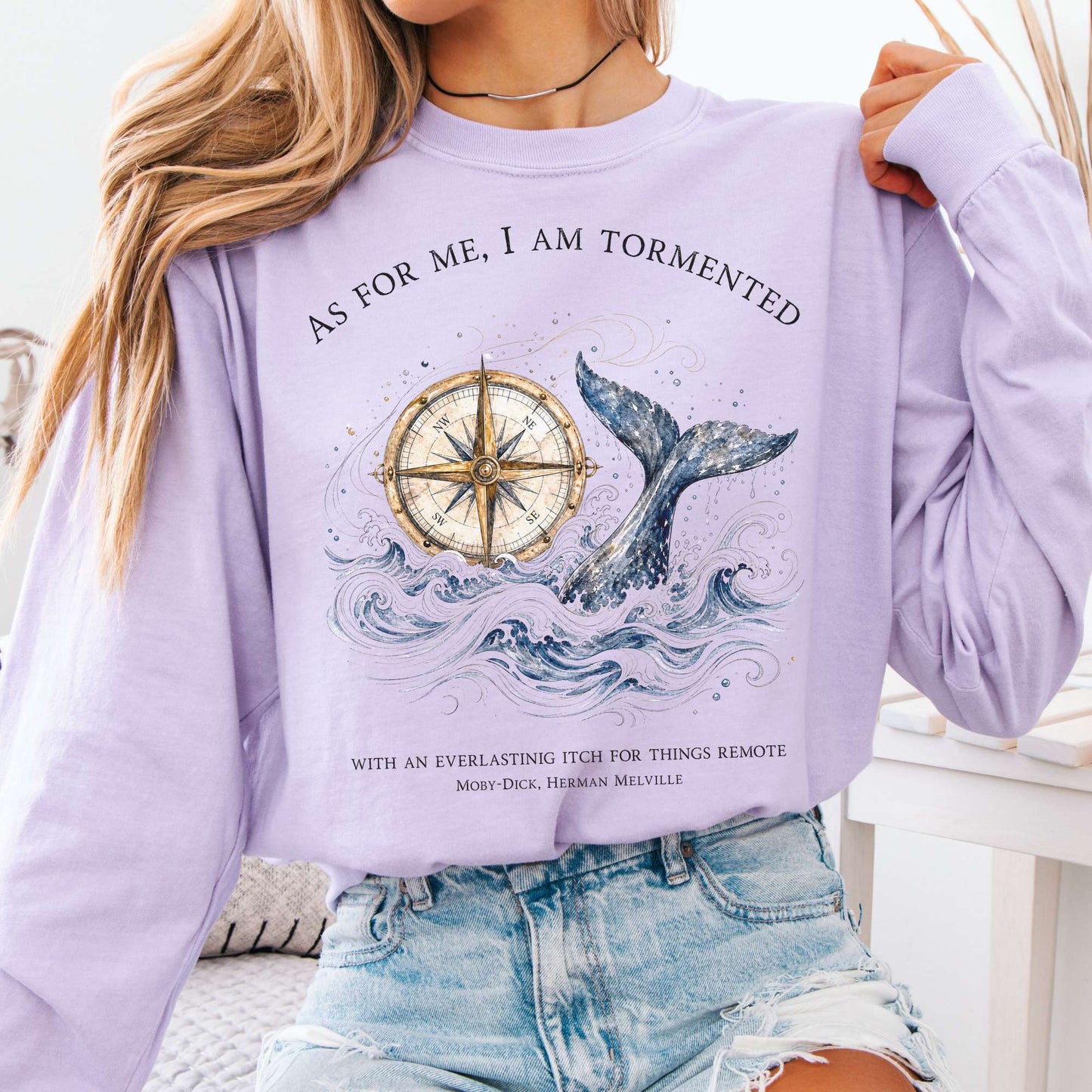 As for Me, I Am Tormented Moby-Dick Melville Literary Long Sleeve