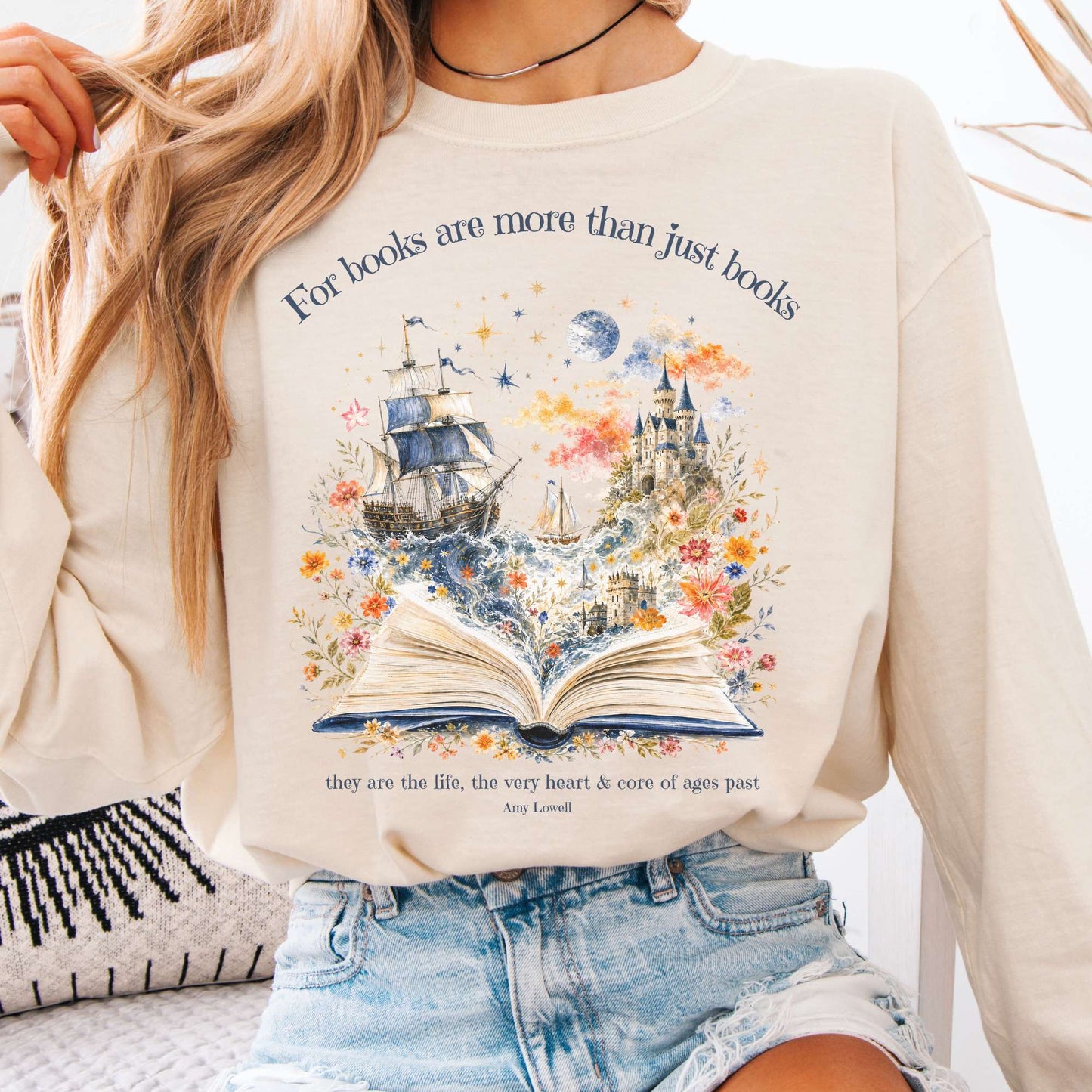 For Books Are More Than Books Amy Lowell Literary Long Sleeve