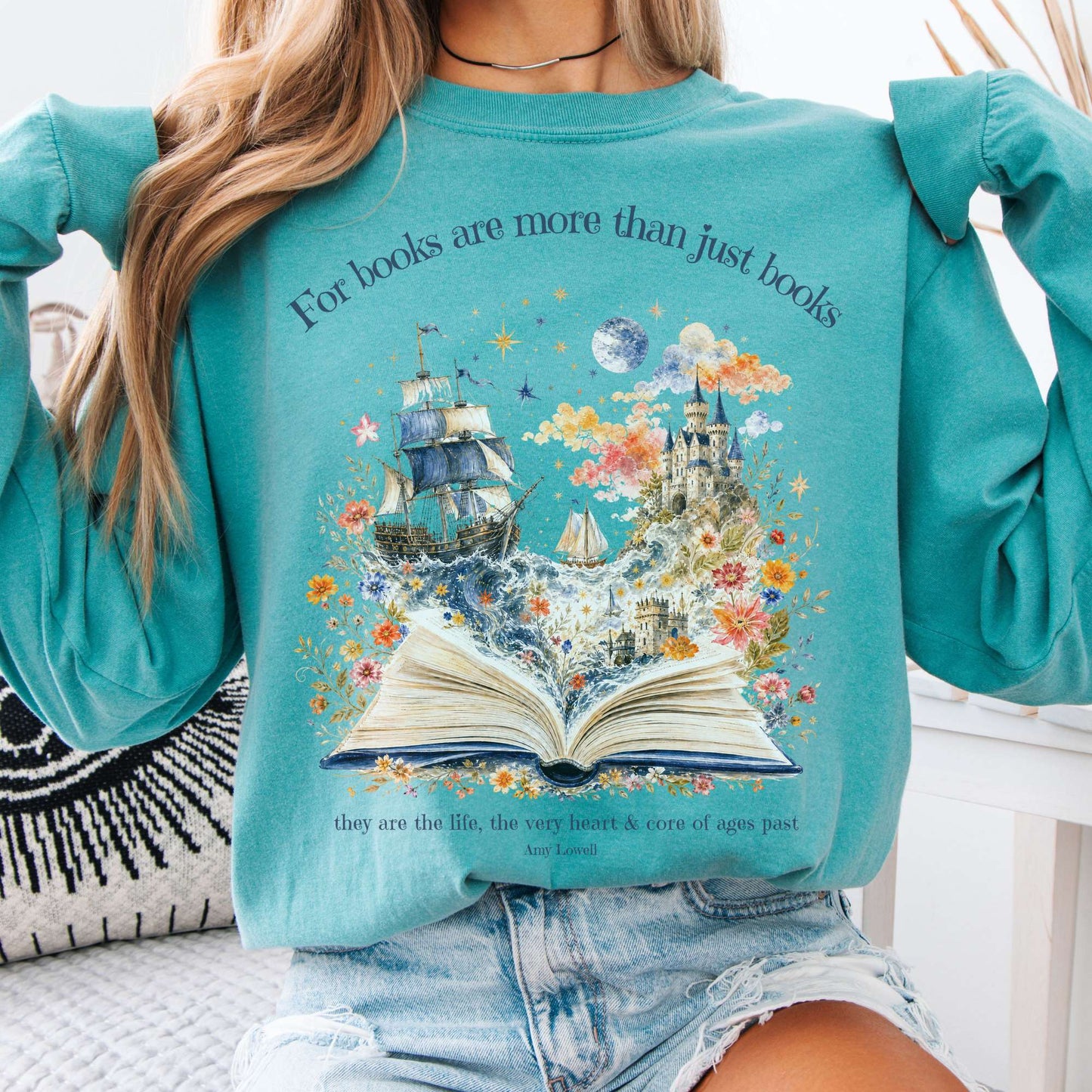 For Books Are More Than Books Amy Lowell Literary Long Sleeve