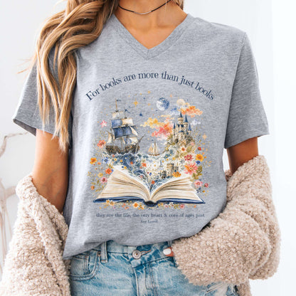 For Books Are More Than Books Amy Lowell Literary V-Neck
