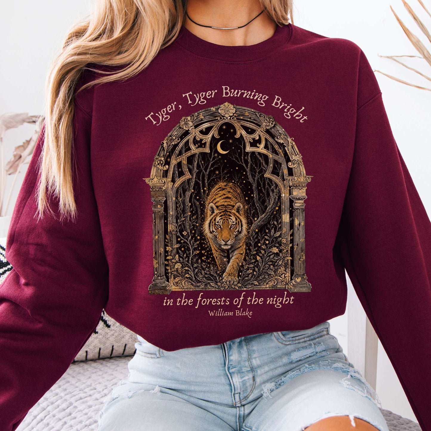 Tyger, Tyger Burning Bright William Blake Literary Crewneck Sweatshirt
