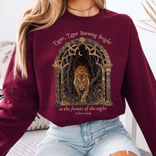 Tyger, Tyger Burning Bright William Blake Literary Crewneck Sweatshirt