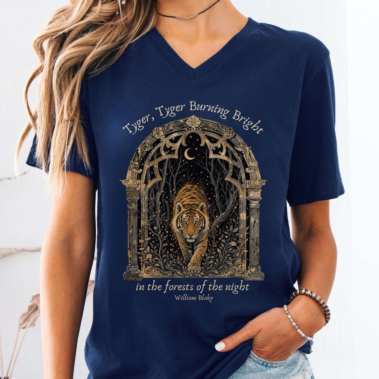 Tyger, Tyger Burning Bright William Blake Literary V-Neck