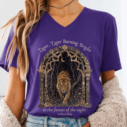 Tyger, Tyger Burning Bright William Blake Literary V-Neck