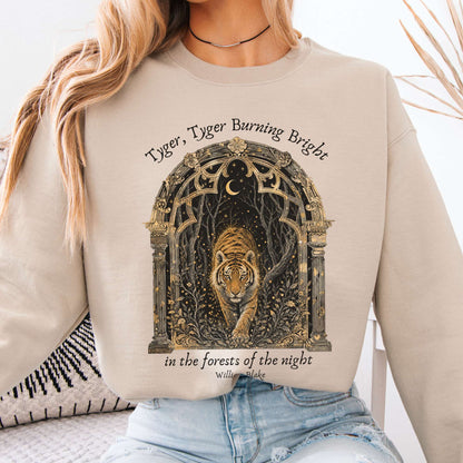 Tyger, Tyger Burning Bright William Blake Literary Crewneck Sweatshirt