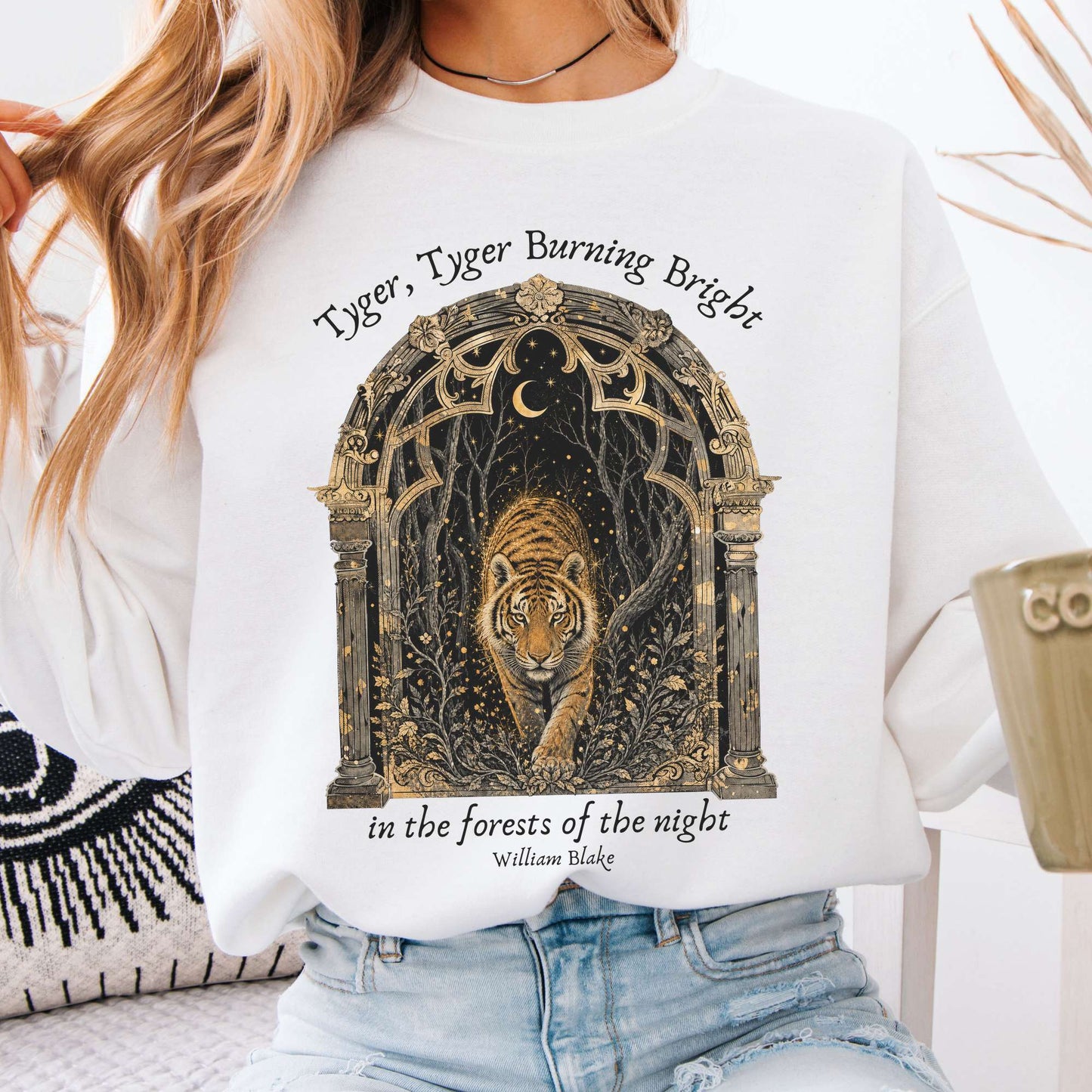 Tyger, Tyger Burning Bright William Blake Literary Crewneck Sweatshirt