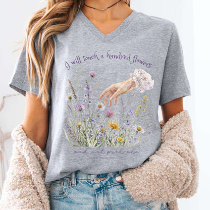 I Will Touch a Hundred Flowers Edna St. Vincent Millay Literary V-Neck