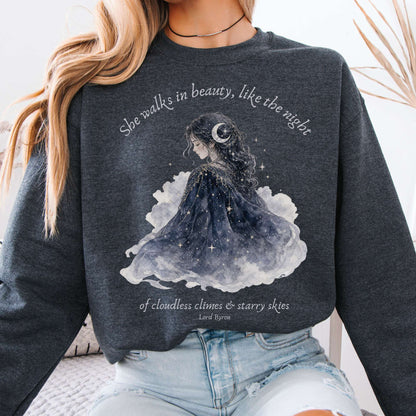 She Walks in Beauty Lord Byron Literary Sweatshirt