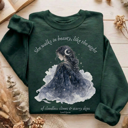 She Walks in Beauty Lord Byron Literary Sweatshirt