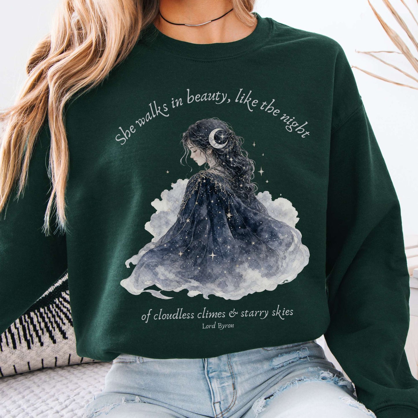 She Walks in Beauty Lord Byron Literary Sweatshirt