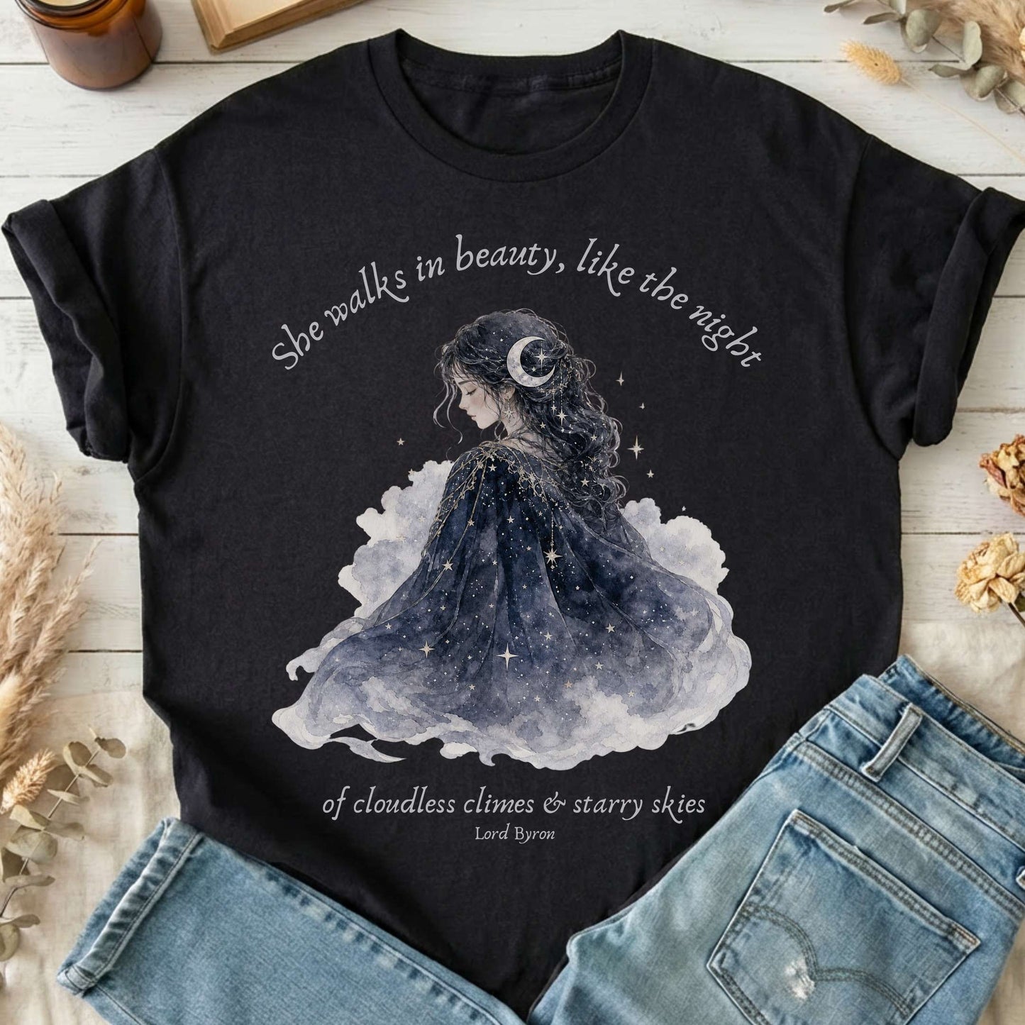 She Walks in Beauty Lord Byron Literary T-Shirt