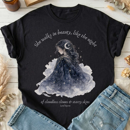 She Walks in Beauty Lord Byron Literary T-Shirt