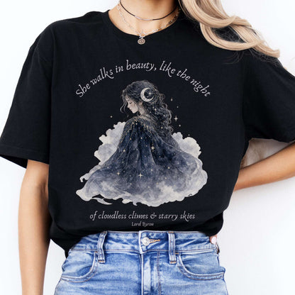 She Walks in Beauty Lord Byron Literary T-Shirt