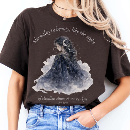 She Walks in Beauty Lord Byron Literary T-Shirt