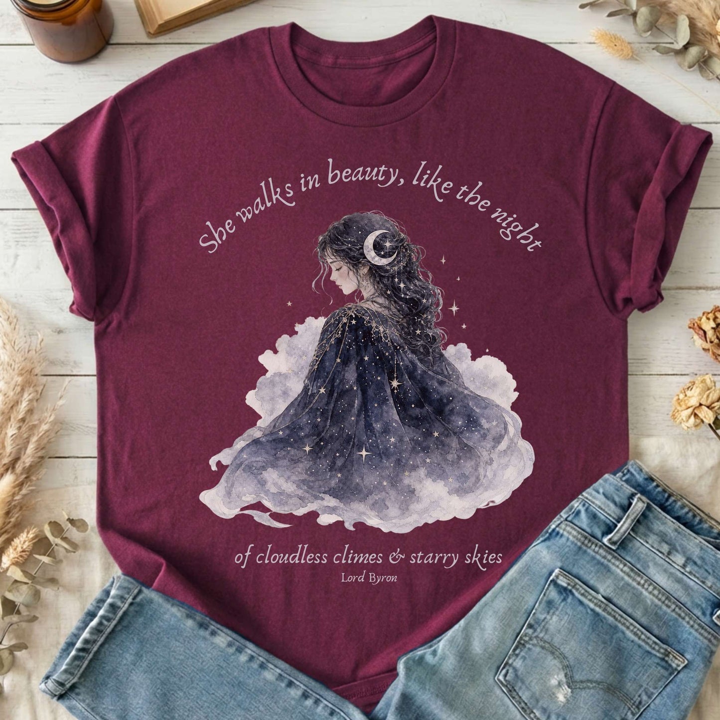 She Walks in Beauty Lord Byron Literary T-Shirt