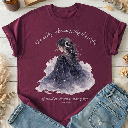 She Walks in Beauty Lord Byron Literary T-Shirt