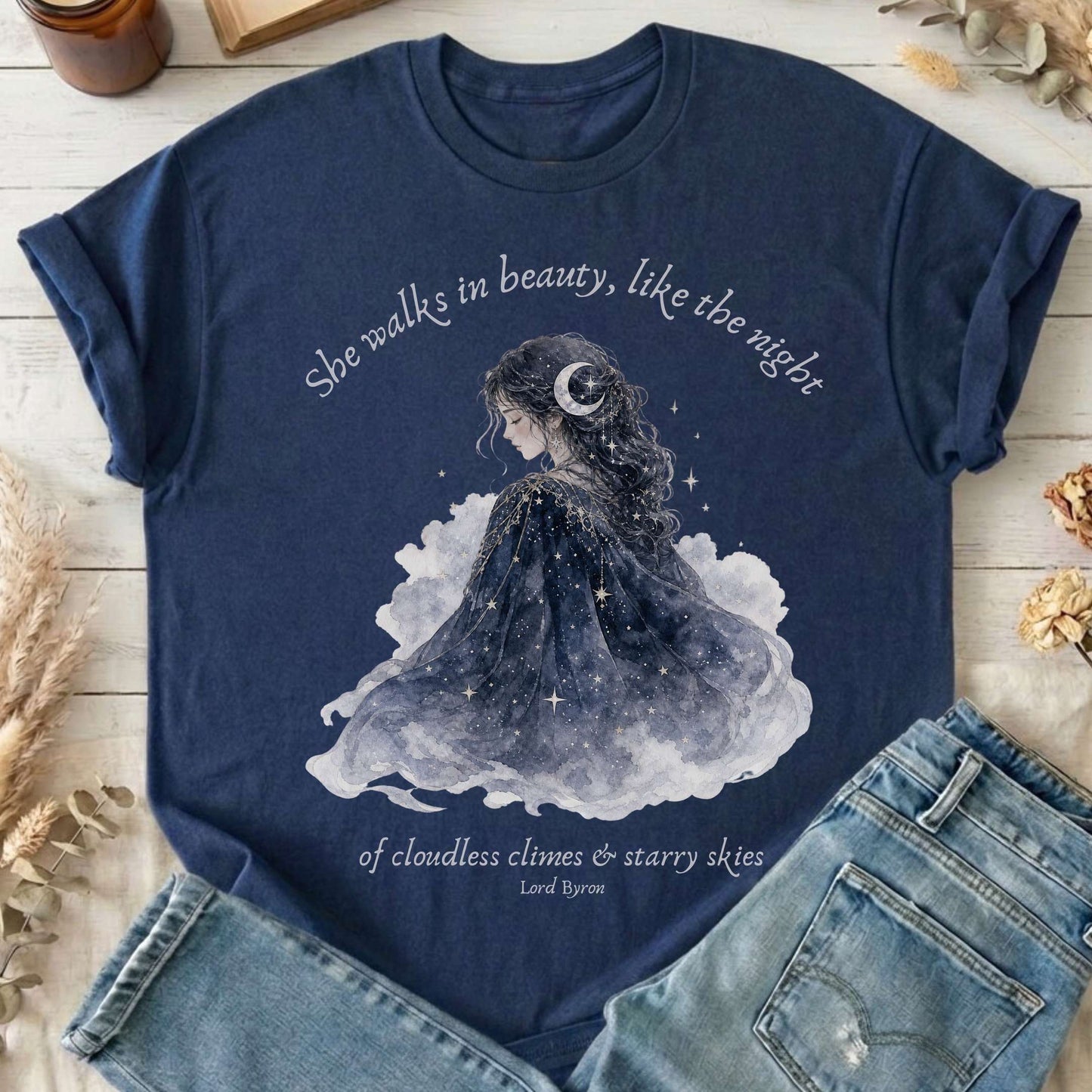 She Walks in Beauty Lord Byron Literary T-Shirt