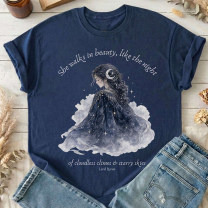 She Walks in Beauty Lord Byron Literary T-Shirt