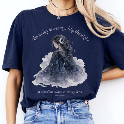 She Walks in Beauty Lord Byron Literary T-Shirt