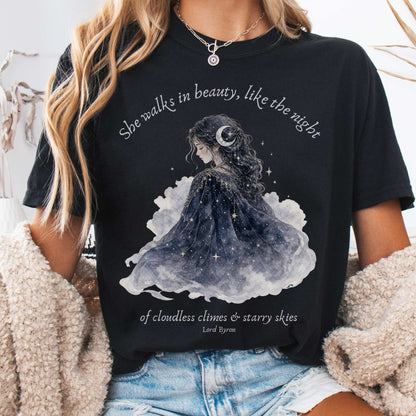 She Walks in Beauty Lord Byron Literary T-Shirt