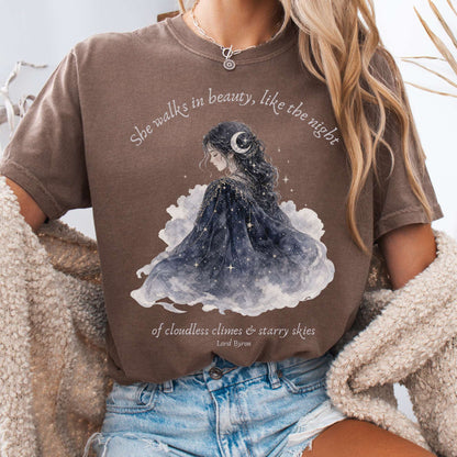She Walks in Beauty Lord Byron Literary T-Shirt