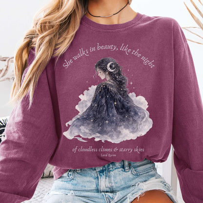 She Walks in Beauty Lord Byron Literary Long Sleeve