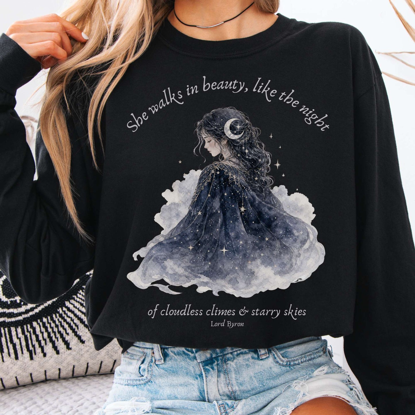 She Walks in Beauty Lord Byron Literary Long Sleeve