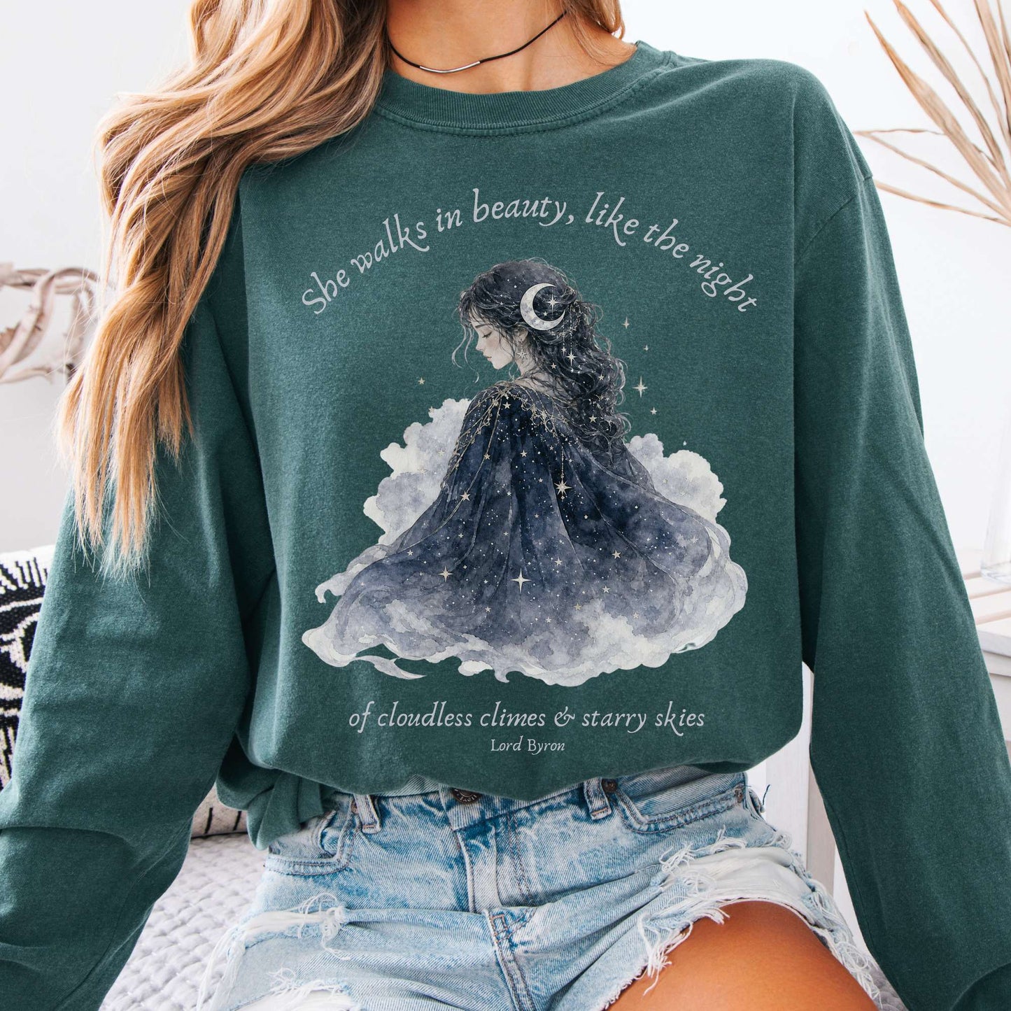 She Walks in Beauty Lord Byron Literary Long Sleeve