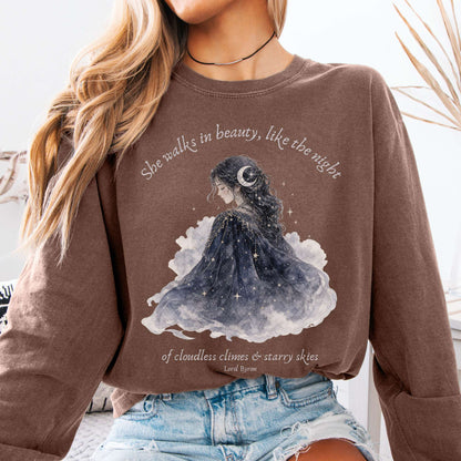 She Walks in Beauty Lord Byron Literary Long Sleeve