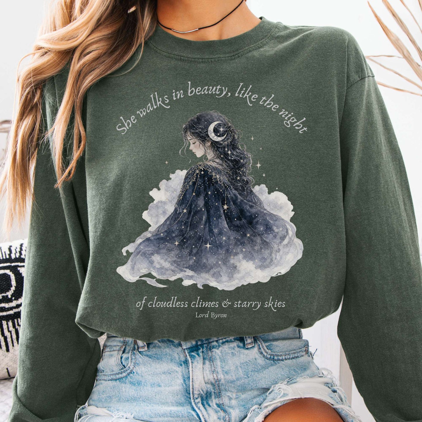 She Walks in Beauty Lord Byron Literary Long Sleeve