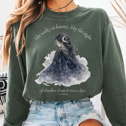 She Walks in Beauty Lord Byron Literary Long Sleeve
