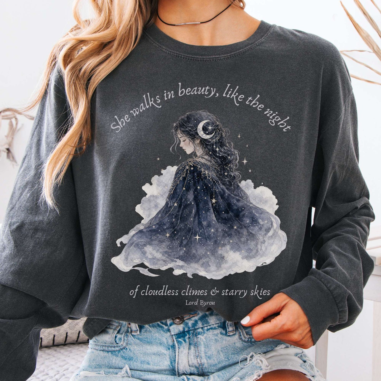 She Walks in Beauty Lord Byron Literary Long Sleeve