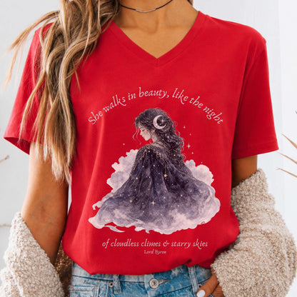 She Walks in Beauty Lord Byron Literary V-Neck
